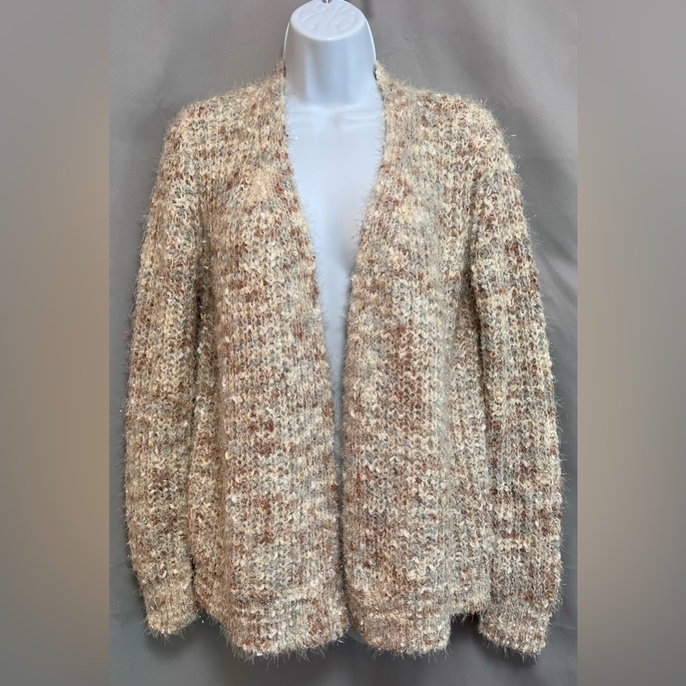 Maurices Sweater Womens Sz M Chunky Knit Cardigan Long Sleeve Shimmer Open Front
